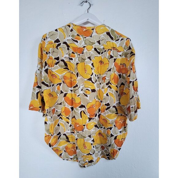 Primavera Firenze Womens Floral 3/4 Sleeve Button Down Blouse Size 3 (M/L) Italy - Picture 2 of 8